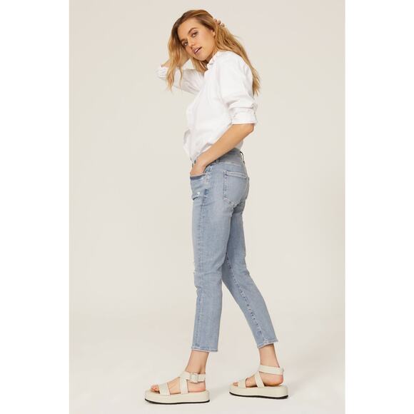 Citizens of Humanity Ella Mid Rise Slim Crop Distressed Denim Blue Jeans Size 25 - Picture 5 of 16